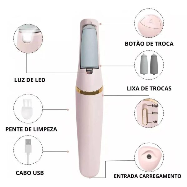 Lixador Para Pés Elétrico - Esfoliante Tira Calos Pedicure Portátil - Image 2