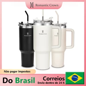 Romantic Crown Copo Térmico Isolado de aço inoxidável 304, copo com canudo, Garrafa térmica, Caneca 40OZ