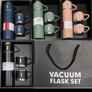 Kit Garrafa Térmica, Frascos a Vácuo em Aço Inox, Garrafa 500ml + 3 Xícaras, Bebidas Fria ou Quente, Vacuum Flask Set