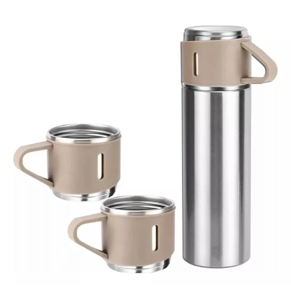 Kit Garrafa Térmica Conjunto Frasco A Vácuo 500ml Com 3 Xícaras - Image 3