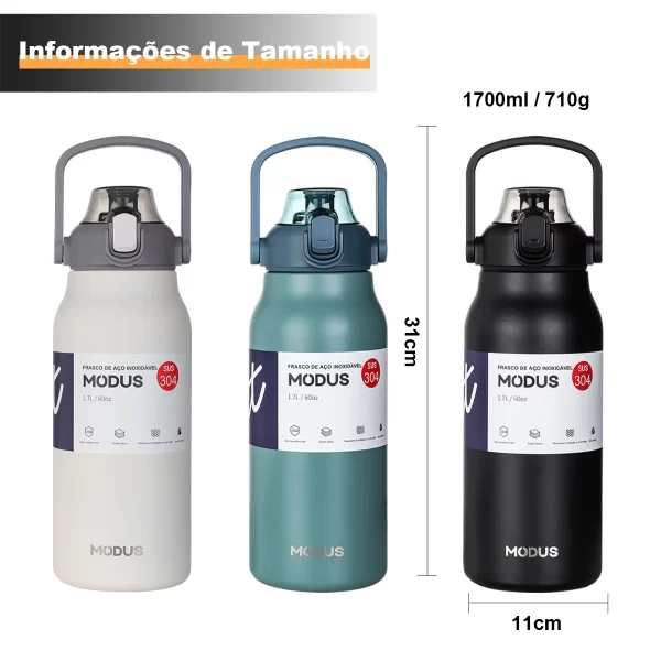 Garrafa térmica de água portátil de grande capacidade, caneca térmica, garrafa de água, copo térmico, aço inoxidável - Image 8
